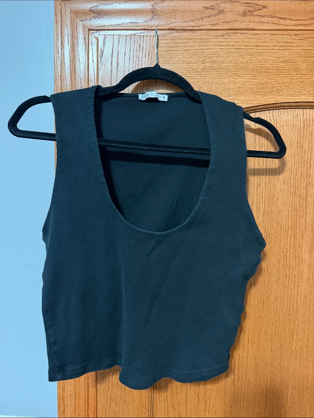 Zara Black Ribbed Scoop-Neck Tank